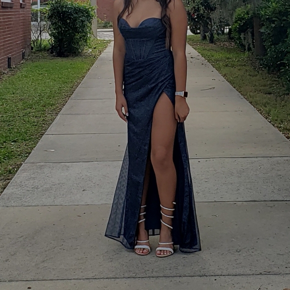 Navy Blue Prom Dress - Picture 7 of 8